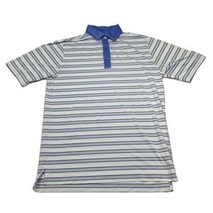 FootJoy Golf Polo‎ Shirt Mens Size Large Blue Striped Athletic Fit Performance